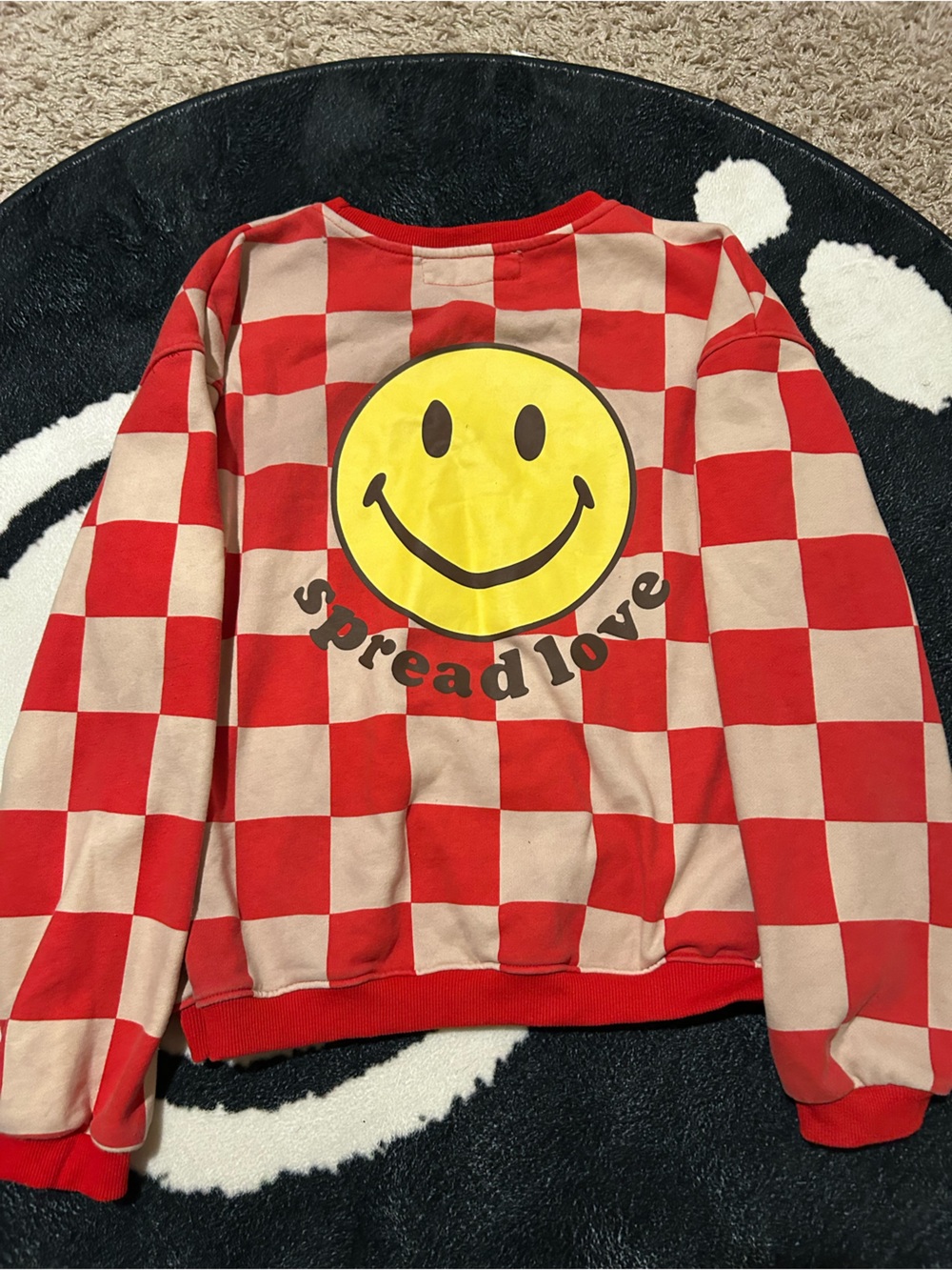 Red & Cream Checker Crewneck Sweatshirt